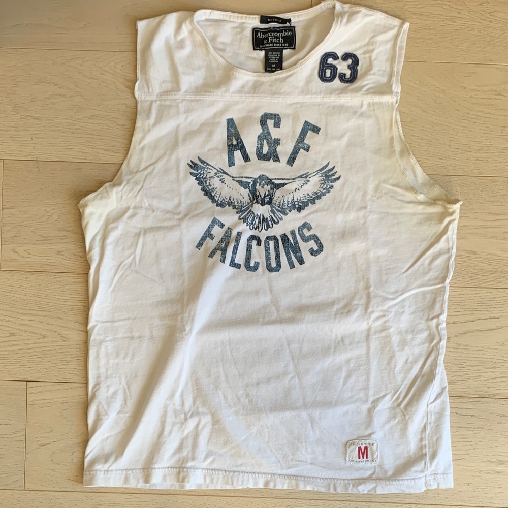 Abercrombie & Fitch White and Blue Tank Top